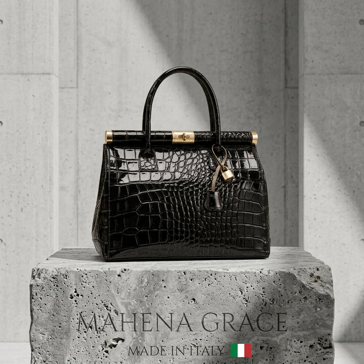 Mahena Grace – Borsa a Mano in Vera Pelle Stampa Cocco Made in Italy