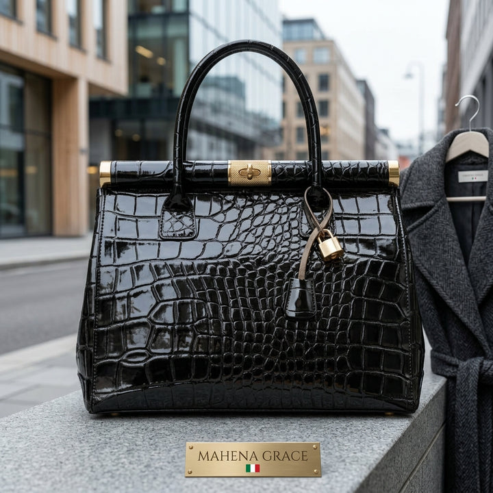 Mahena Grace – Borsa a Mano in Vera Pelle Stampa Cocco Made in Italy