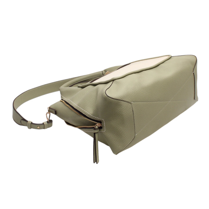 Mahena NORA shopper bag with shoulder and crossbody strap, with decorative closure