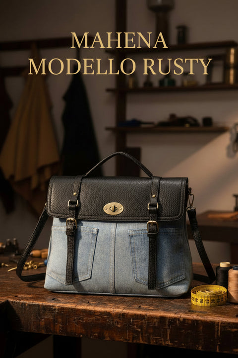 RUSTY MODEL Bimetallic Denim Removable Shoulder Bag