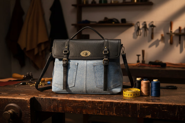 RUSTY MODEL Bimetallic Denim Removable Shoulder Bag