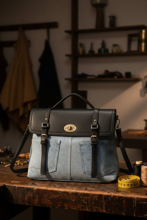 RUSTY MODEL Bimetallic Denim Removable Shoulder Bag