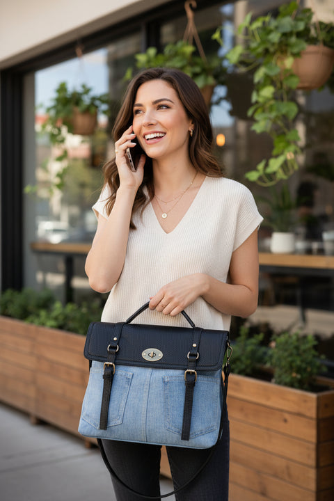 RUSTY MODEL Bimetallic Denim Removable Shoulder Bag