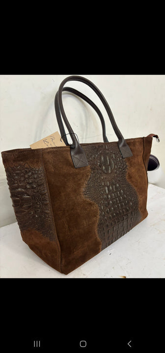 Borsa Lola Pelle Made in Italy effetto scamosciato Bellissima