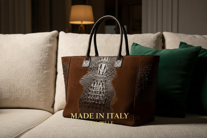 Borsa Lola Pelle Made in Italy effetto scamosciato Bellissima