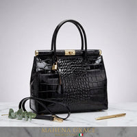 Mahena Grace – Borsa a Mano in Vera Pelle Stampa Cocco Made in Italy