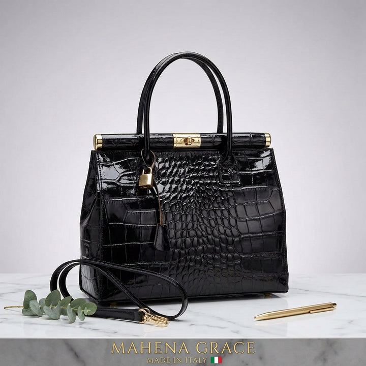 Mahena Grace – Borsa a Mano in Vera Pelle Stampa Cocco Made in Italy