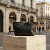 Tote Bag "Venere" MAHENA Effetto Pitone NERO – 100% Vera Pelle Made in Italy
