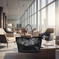Tote Bag "Venere" MAHENA Effetto Pitone NERO – 100% Vera Pelle Made in Italy