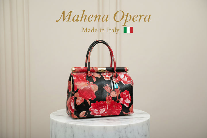 MAHENA "Opera" - Edizione Limitata in Pelle Martellata Floreale – Made in Italy