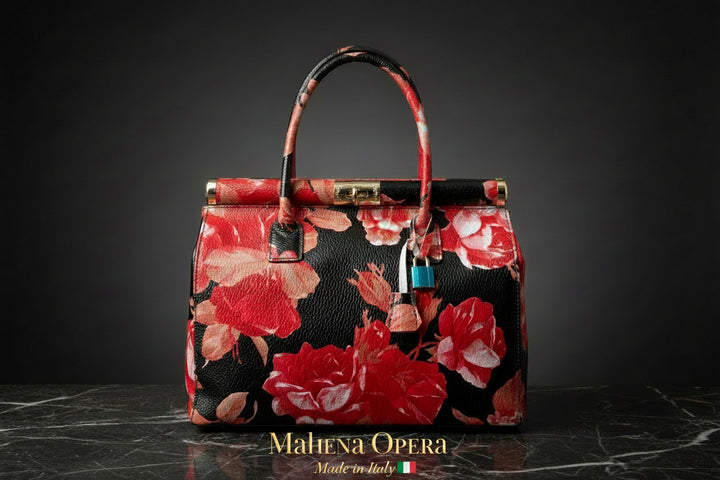 MAHENA "Opera" - Edizione Limitata in Pelle Martellata Floreale – Made in Italy