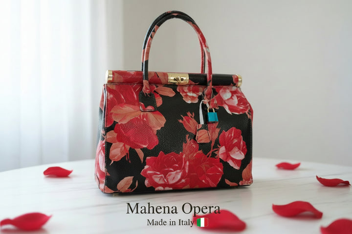 MAHENA "Opera" - Edizione Limitata in Pelle Martellata Floreale – Made in Italy