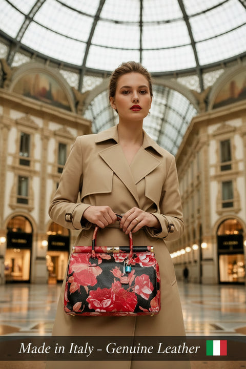 MAHENA "Opera" - Edizione Limitata in Pelle Martellata Floreale – Made in Italy