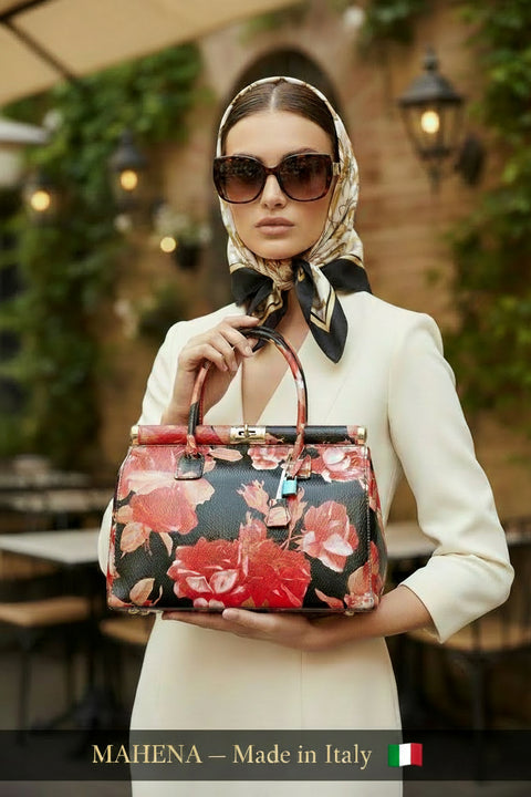 MAHENA "Opera" - Edizione Limitata in Pelle Martellata Floreale – Made in Italy
