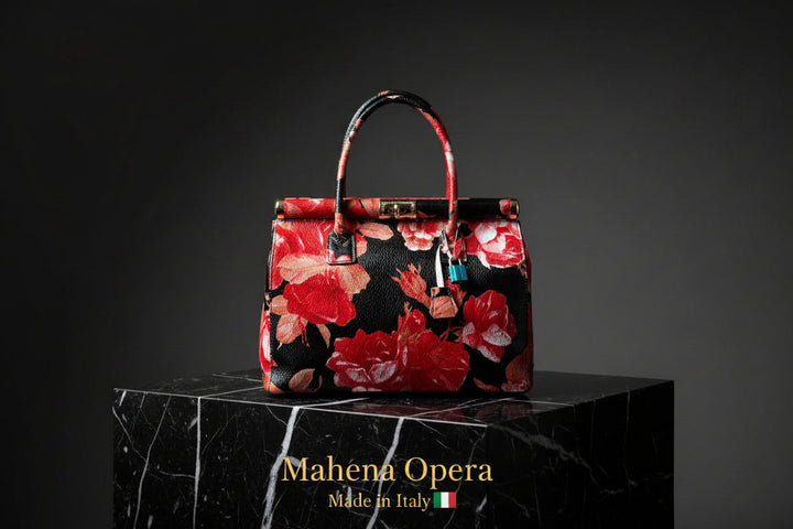 MAHENA "Opera" - Edizione Limitata in Pelle Martellata Floreale – Made in Italy