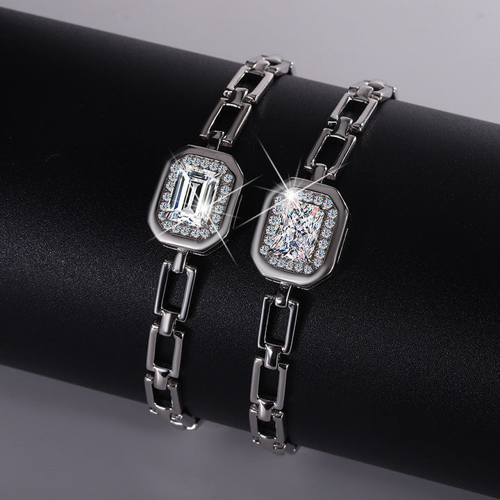 Bracciale geometrico in argento sterling S925 con moissanite CONSEGNA 2/3 giorni