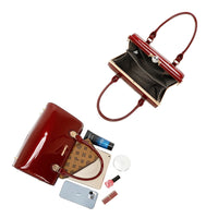 Women's glossy diamond pattern French design handbag