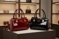 Women's glossy diamond pattern French design handbag