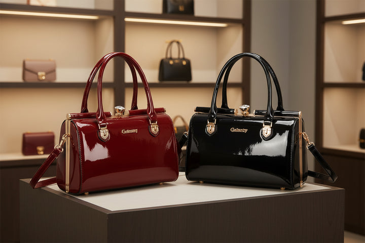 Women's glossy diamond pattern French design handbag