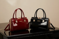 Women's glossy diamond pattern French design handbag