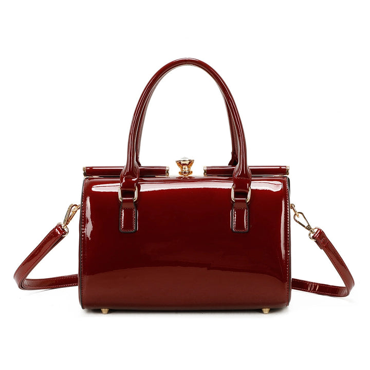 Women's glossy diamond pattern French design handbag
