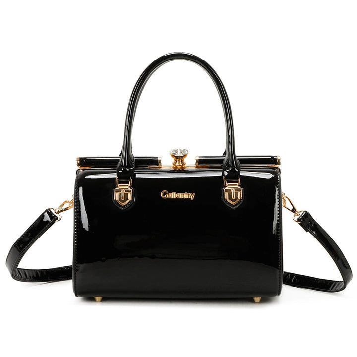 Women's glossy diamond pattern French design handbag