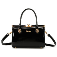 Women's glossy diamond pattern French design handbag