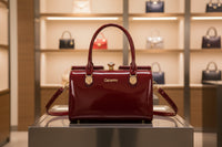 Women's glossy diamond pattern French design handbag