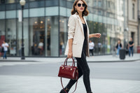 Women's glossy diamond pattern French design handbag