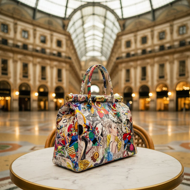 MUSE – Borsa a Mano Pop-Art in Vera Pelle Artigianale (Made in Italy)