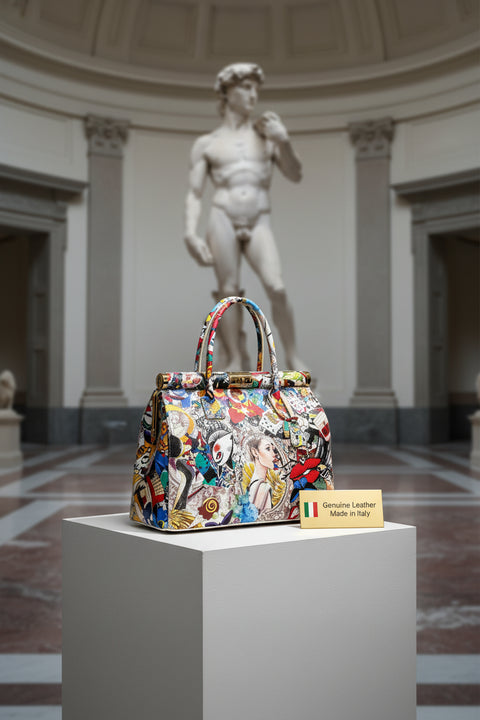 MUSE – Borsa a Mano Pop-Art in Vera Pelle Artigianale (Made in Italy)
