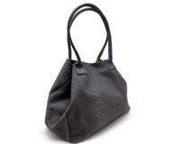 MAHENA "Venere" Dark Grey Python-Effect Tote Bag — 100% Genuine Leather