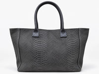 MAHENA "Venere" Dark Grey Python-Effect Tote Bag — 100% Genuine Leather