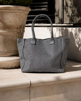 MAHENA "Venere" Dark Grey Python-Effect Tote Bag — 100% Genuine Leather