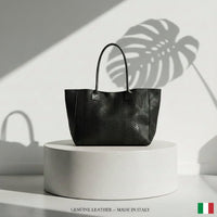 Tote Bag "Venere" MAHENA Effetto Pitone NERO – 100% Vera Pelle Made in Italy