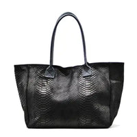 Tote Bag "Venere" MAHENA Effetto Pitone NERO – 100% Vera Pelle Made in Italy