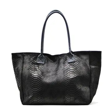Tote Bag "Venere" MAHENA Effetto Pitone NERO – 100% Vera Pelle Made in Italy