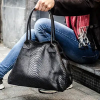 Tote Bag "Venere" MAHENA Effetto Pitone NERO – 100% Vera Pelle Made in Italy