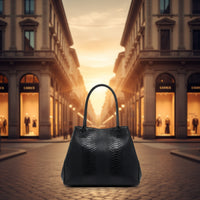 Tote Bag "Venere" MAHENA Effetto Pitone NERO – 100% Vera Pelle Made in Italy